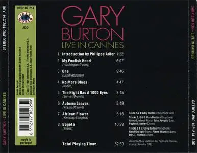Gary Burton - Live In Cannes (1981) {Jazz World ‎JWD102.214 rel 1995}