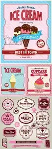 Food Retro Posters & Labels Vector