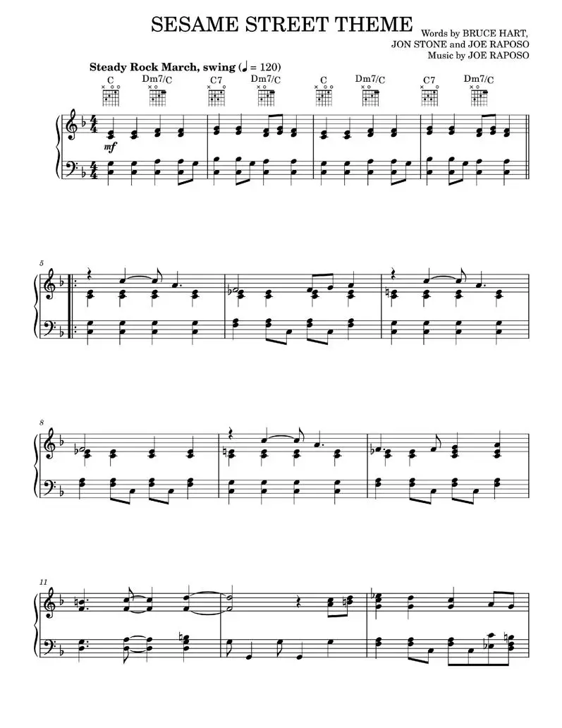 Sesame Street Theme - Bruce Hart, Joe Raposo, Jon Stone (Piano Solo)
