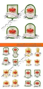 Labels food tomato ketchup vector