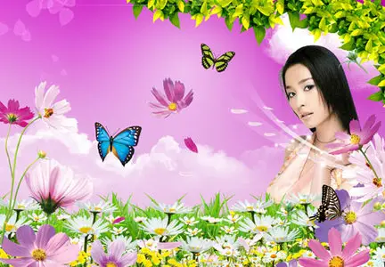PSD templates - Girls and flowers 1
