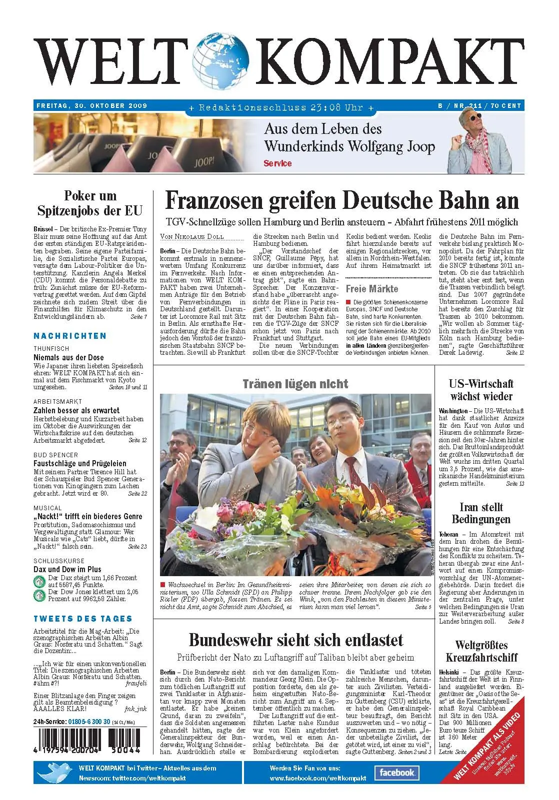 Die Welt kompakt vom 30. Oktober 2009