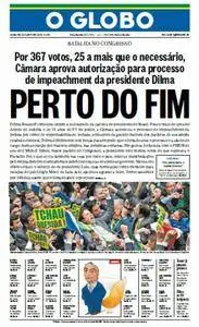 O Globo - 18 de abril de 2016 - Segunda