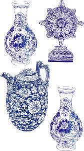 Blue Vases - Vector