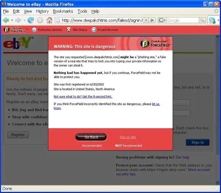 CheckPoint ZoneAlarm ForceField  1.1.82.0