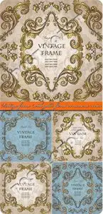 Vintage frame with gold floral ornament vector
