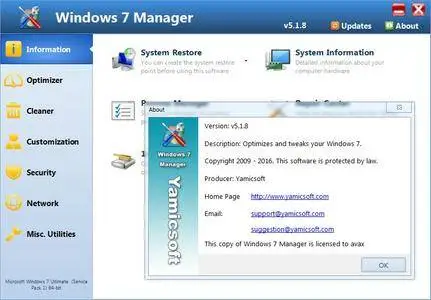 Yamicsoft Windows 7 Manager 5.1.8
