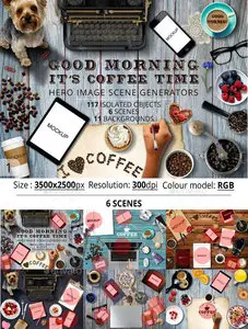 GraphicRiver - Good Morning It’s Coffee Time Hero Image Scene Gen