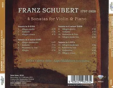 Zefira Valova, Aapo Häkkinen - Franz Schubert: 4 Sonatas for Violin & Piano (2021)