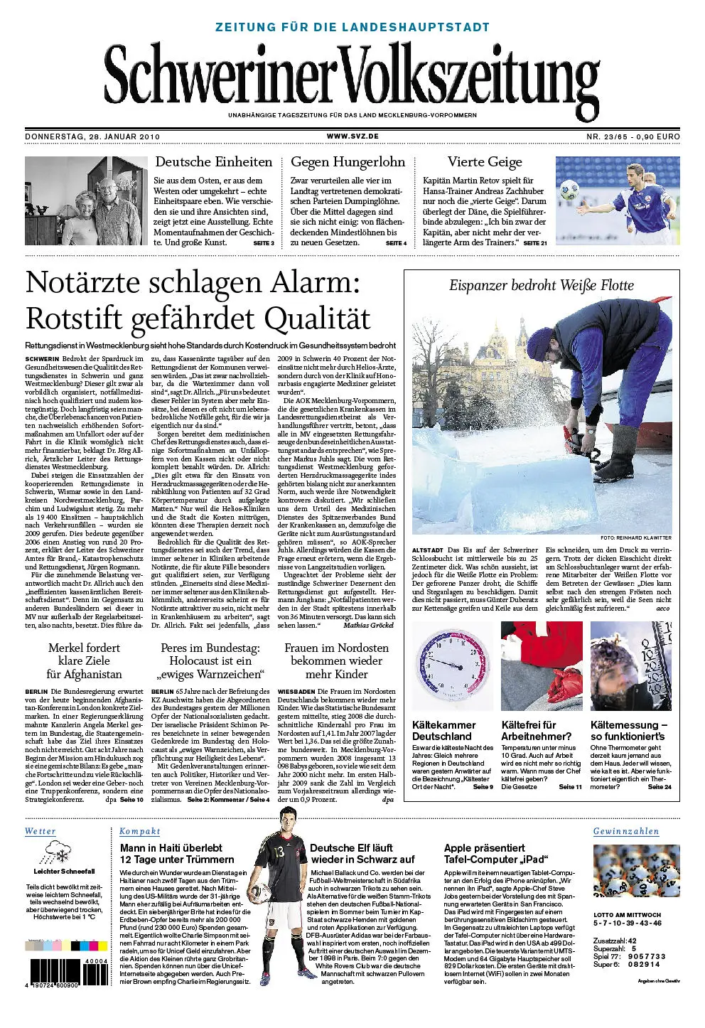 Schweriner Volkszeitung 28.01.2010 (Ausgabe Stadt Schwerin)