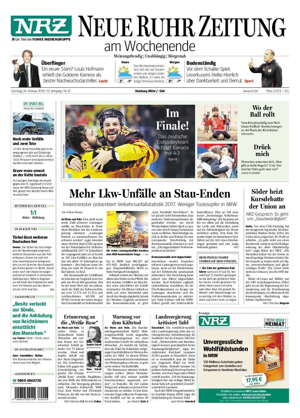 NRZ Neue Ruhr Zeitung Duisburg-Mitte - 24. Februar 2018