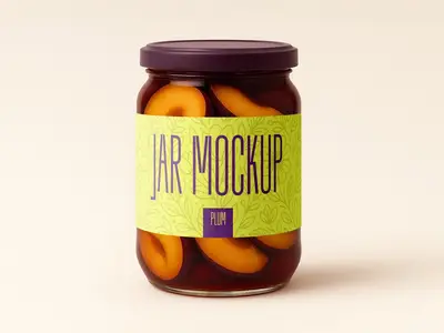 Plum Jar Mockup - Realistic Glass Container Packaging Template 1702684398