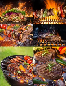 Meat on grill, barbeque