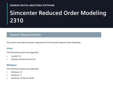 Siemens Simcenter ROM (Reduced Oder Modeling) 2310.0