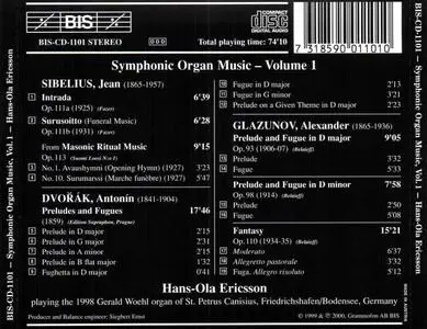 Hans-Ola Ericsson - Symphonic Organ Music, Vol.1: Sibelius, Dvořák, Glazunov (2001)