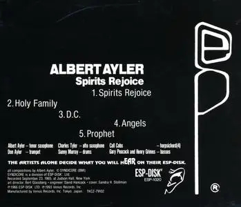 Albert Ayler - Spirits Rejoice (1965) {Esp-Disk' Japan TKCZ-79102 rel 1993}