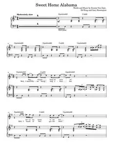 Sweet Home Alabama - Alabama, Lynyrd Skynyrd (Piano Vocal)