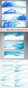 Vectors - Blue Waves Banners Set