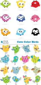 Vectors - Cute Color Birds