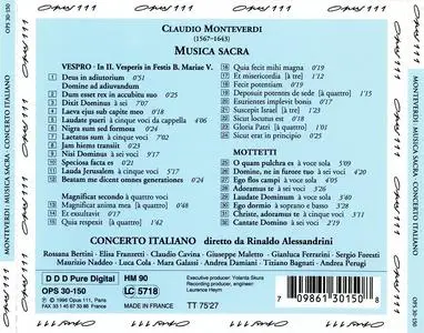 Rinaldo Alessandrini, Concerto Italiano - Claudio Monteverdi: Musica Sacra (1996)