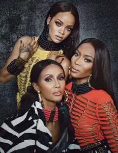 Rihanna, Iman, Naomi Campbell & Olivier Rousteing by Emma Summerton for W Magazine September 2014