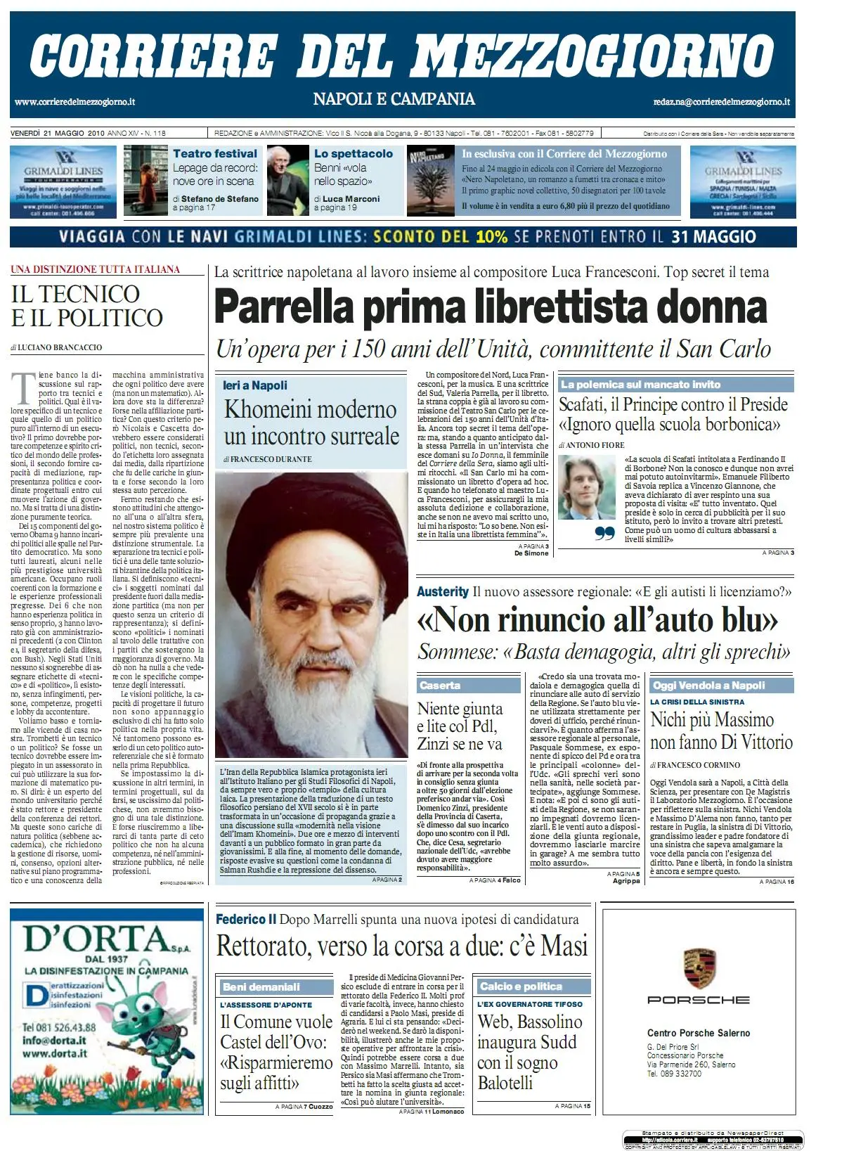 CORRIERE DEL MEZZOGIORNO CAMPANIA E PUGLIA 21 MAGGIO 2010