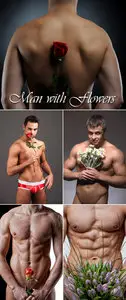 Stock Photo - Sexy Naked Man with Flowers