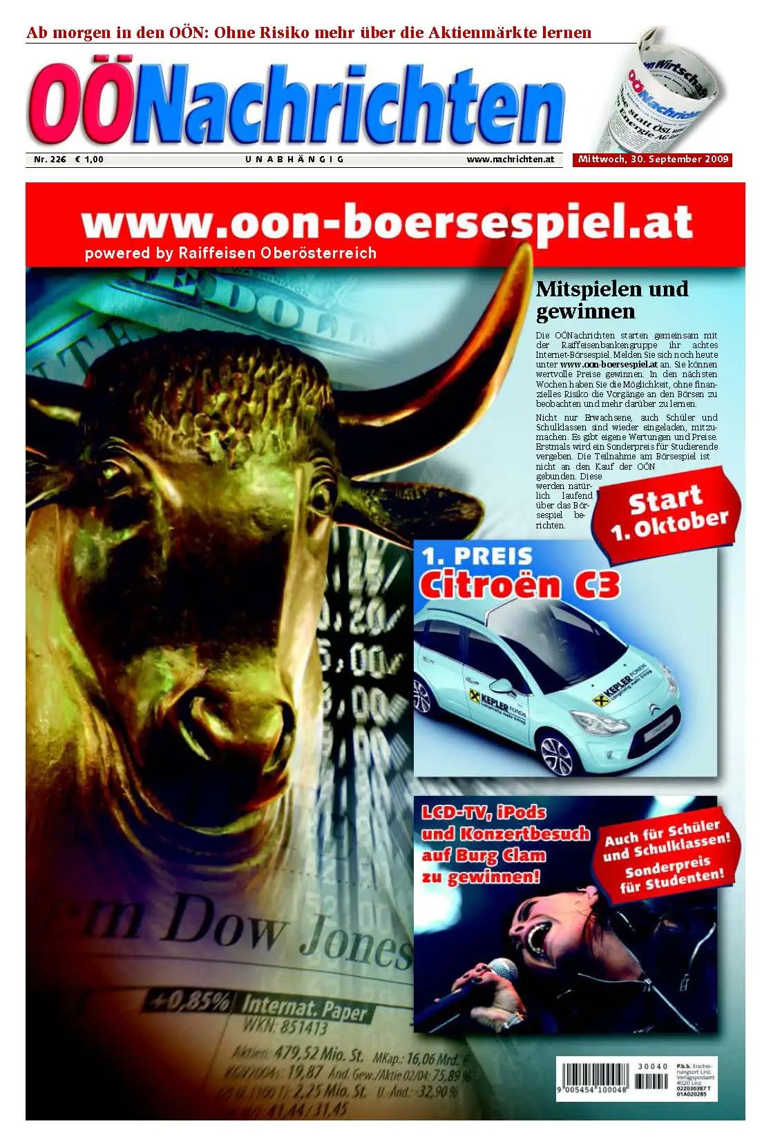 Oberoesterreichische Nachrichten vom 30. September 2009