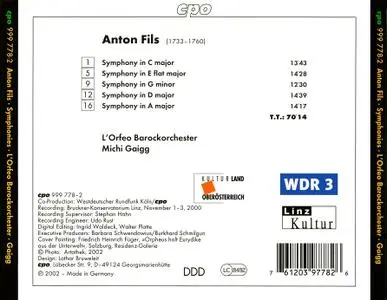 Michi Gaigg, L’Orfeo Barockorchester - Anton Fils: Symphonies (2002)