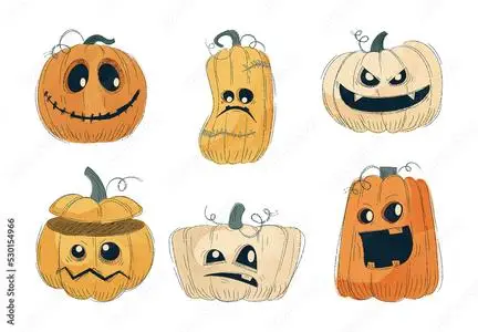 Halloween Pumpkin Jack O Lantern Character Illustrations 530154966