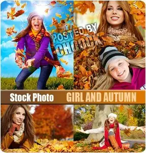 Girl and autumn - Stock Photo