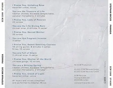 Stephan Micus - Panagia (2013) {ECM 2308}
