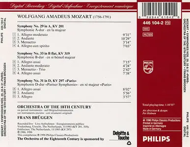 Mozart - Brüggen - Symphonies 29, 33 & 31 (1996)