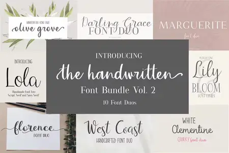 Handwritten Font Bundle Vol.2 - 10 Premium Fonts