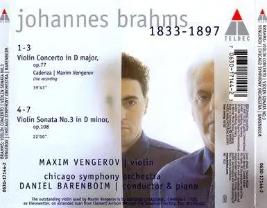 Maxim Vengerov, Daniel Barenboim, Chicago SO - Johannes Brahms: Violin Concerto, Violin Sonata No.3 (1999) [Re-Up]