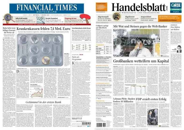 Handelsblatt & FinancialTimesDeutschland vom 07.10.2009