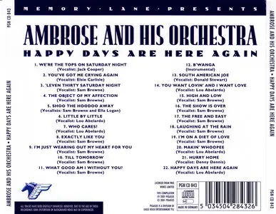 Bert Ambrose - Happy Days Are Here Again (2001)