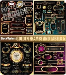 Golden frames and labels 5 - Stock Vector