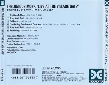 Thelonious Monk - Live! At the Village Gate (1963) {Japanese Breaktime Label Xanadu Series BRJ-4536 rel 1987}