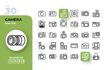 EE - Camera Outline Icons Set VDMCRP4