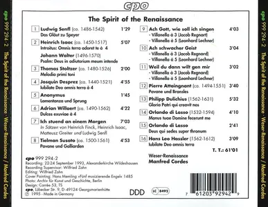 Manfred Cordes, Weser-Renaissance - The Spirit of the Renaissance (1995)