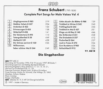 Die Singphoniker - Schubert: Complete Part Songs for Male Voices, Vol. 4 (1997)