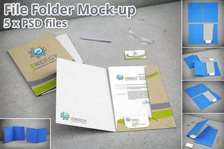 CreativeMarket - Stationary File Folder Mockup 5xPSD