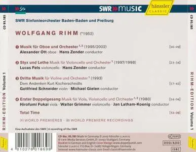 Wolfgang Rihm - Rihm Edition, Vol. 1: Musik für Oboe und Orchester; Styx und Lethe; Dritte Musik; Erster Doppelgesang (2007)