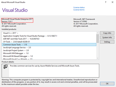 Microsoft Visual Studio 2017 version 15.8.1 with Build Tools