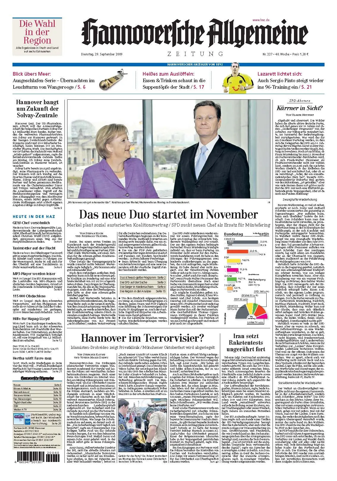 Hannoversche Allgemeine Zeitung vom 29. September 2009