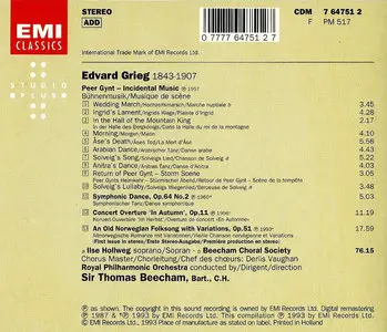 RPO, Sir Thomas Beecham - Edvard Grieg: Peer Gynt; Symphonic Dance; In Autumn, Old Norwegian Folksong (1993) [Re-Up]