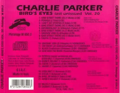 Charlie Parker - Bird's Eyes: Last Unissued, Vol. 20 (1949-1953) {Philology W 850.2 rel 1999}
