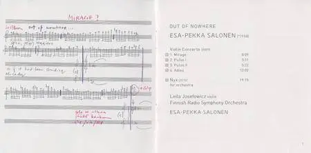 Esa-Pekka Salonen - Out of Nowhere - Leila Josefowicz (2012) {Deutsche Grammophon B0017521-02}