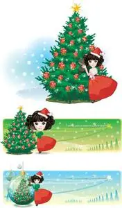 Boladol Illust - Xmas Girl with Backgrounds and Banners